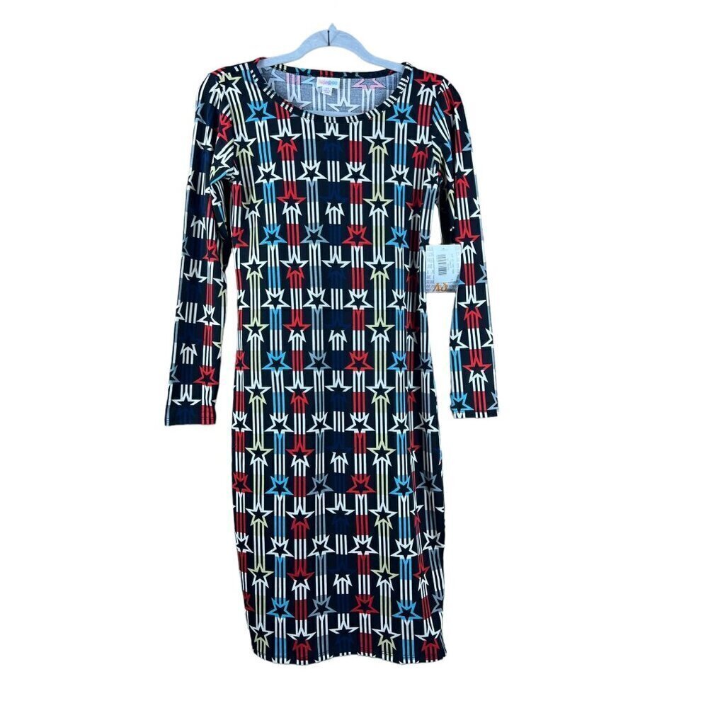 Lularoe Debbie Women's Long Sleeve A Line Star Blazed Dress